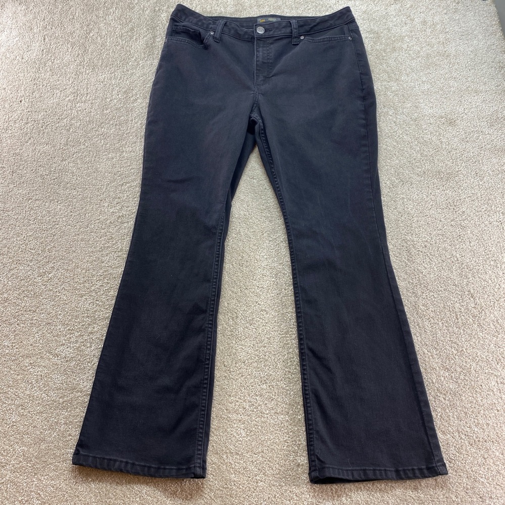Lee Bootcut Jeans Womens 16 Short Black Regular Fit Mid Rise Stretch Denim